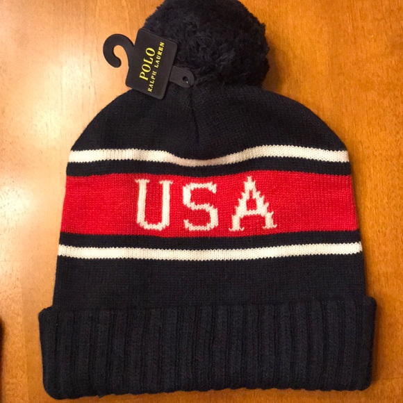 NWT Polo Ralph Lauren Pom Pom USA hat - Picture 2 of 4